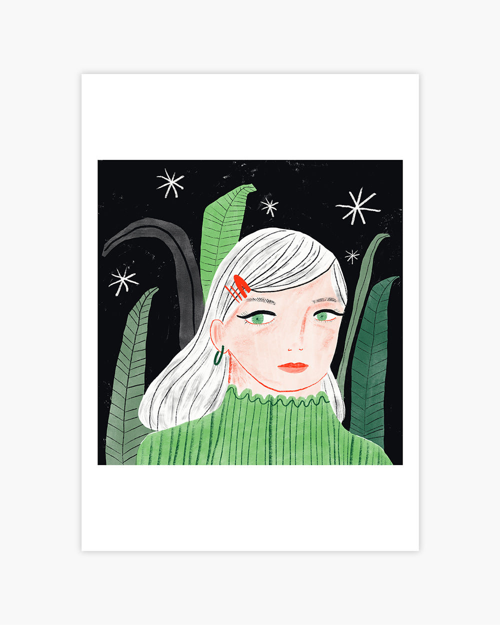 Lady In Green Art Print