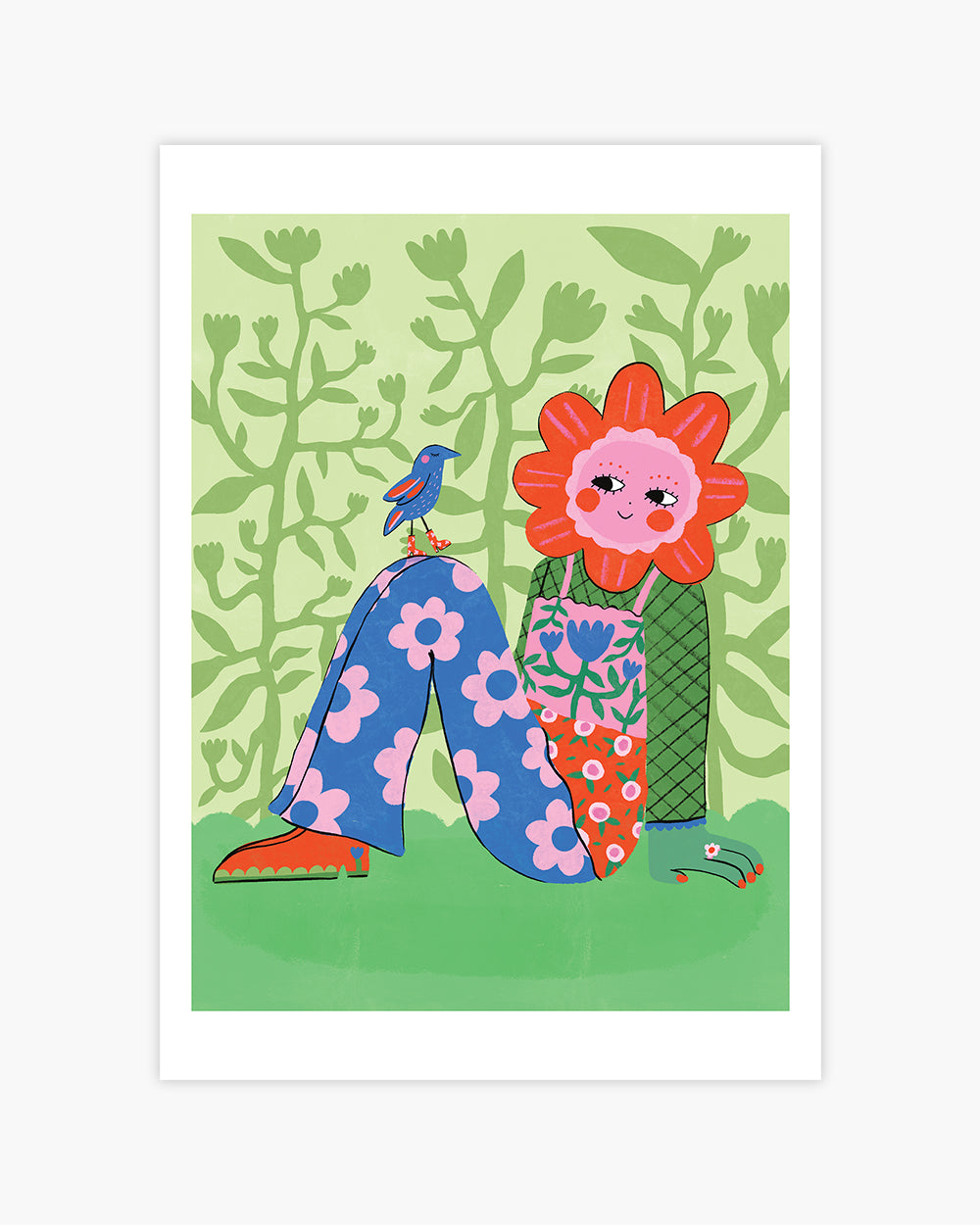 Flower Bird Friends Art Print