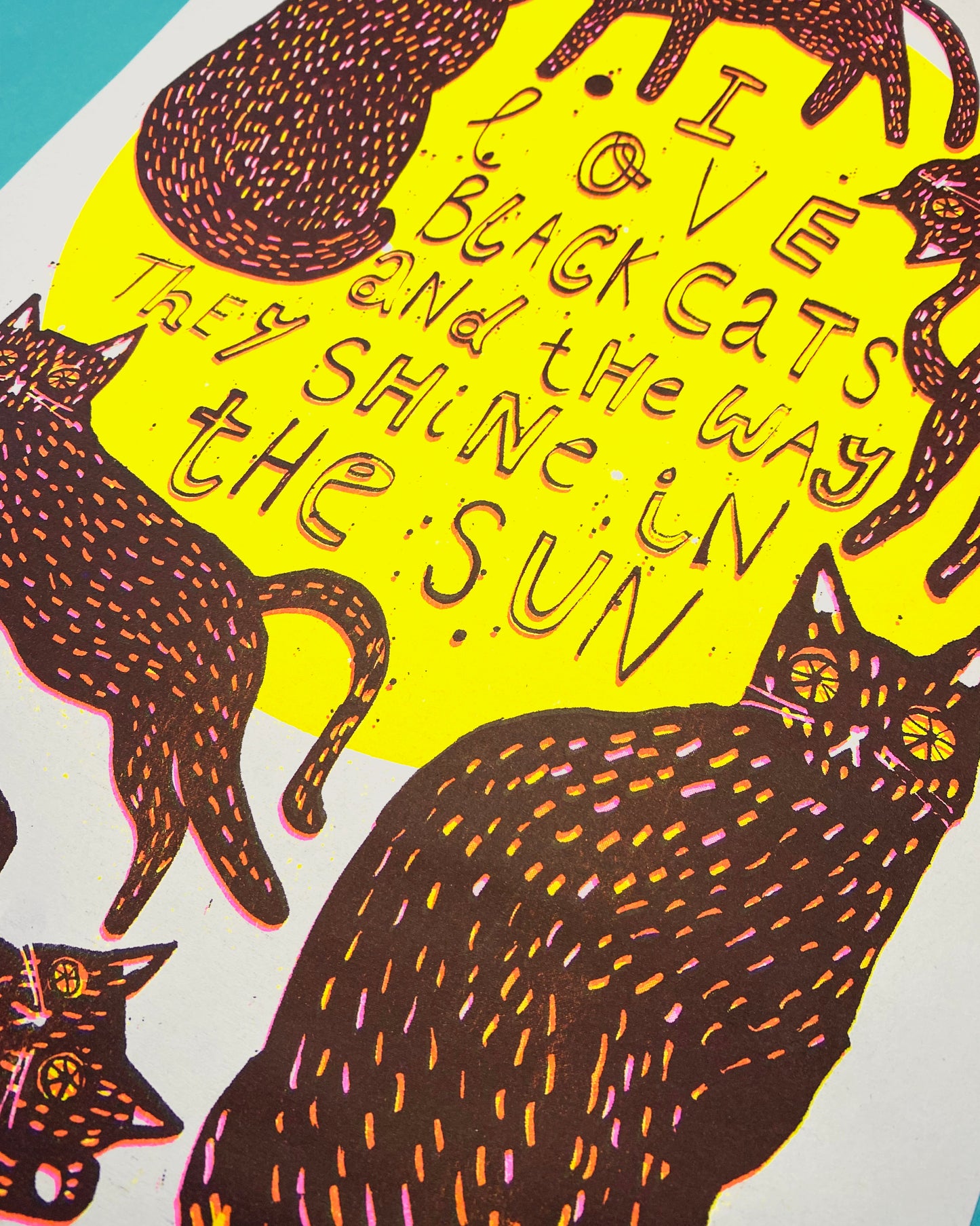 Black Cats in the Sun Risograph Print - A3 - Off White
