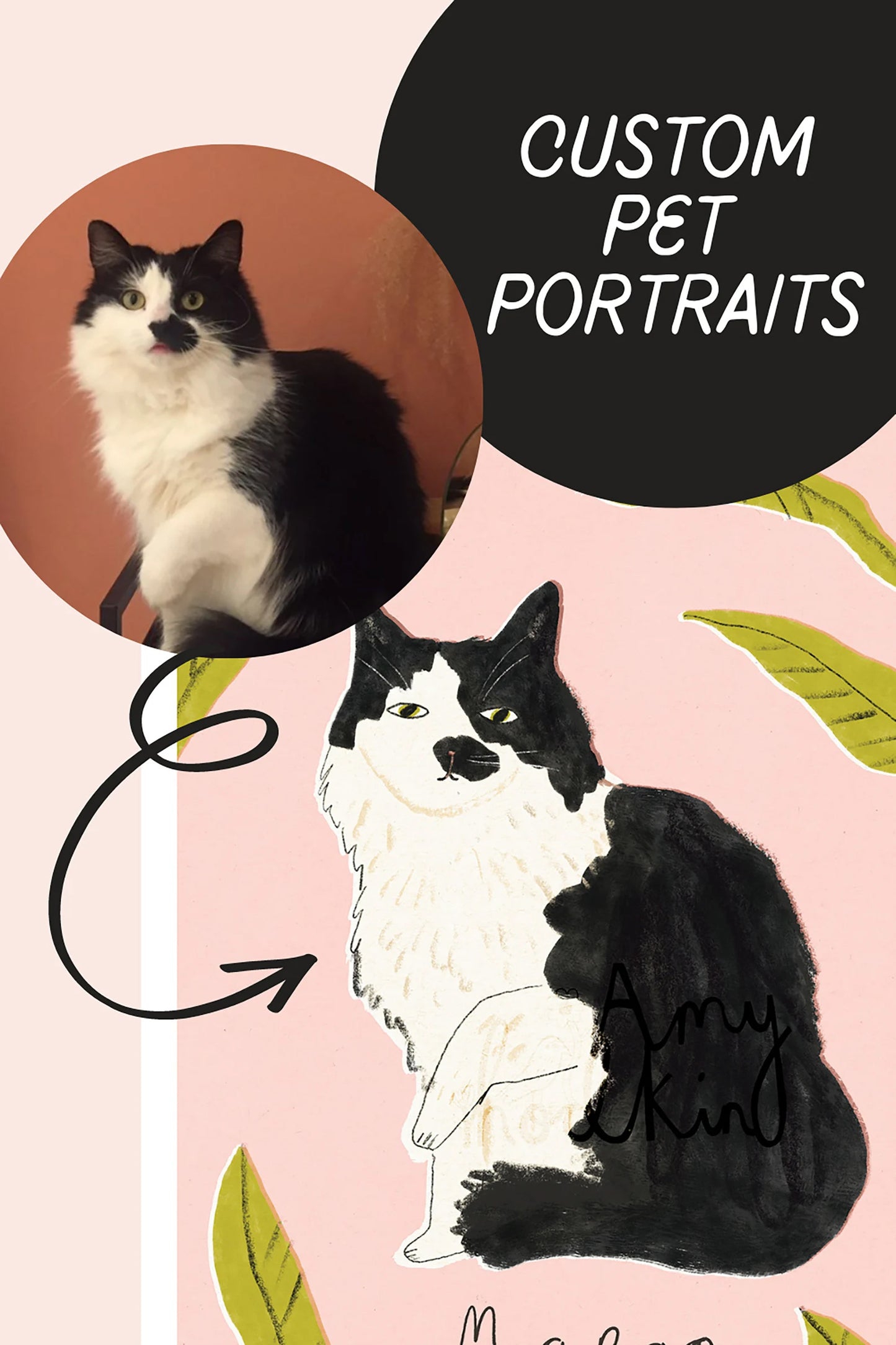 Hand Drawn Custom Pet Portrait - Digital File for Printing