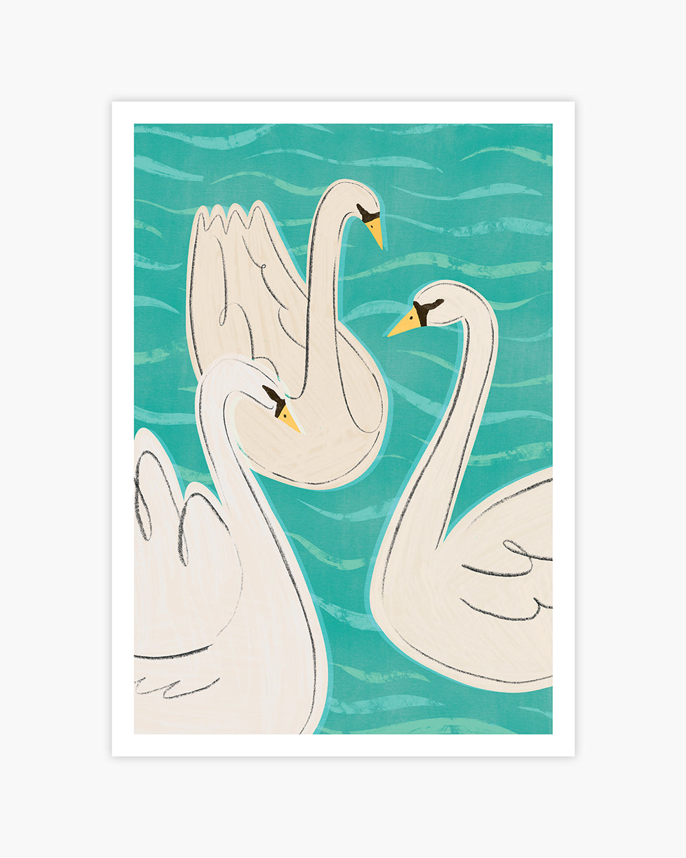 Swimming Swans Art Print