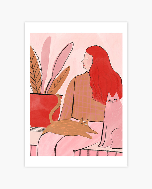 Relaxing With Cats Art Print