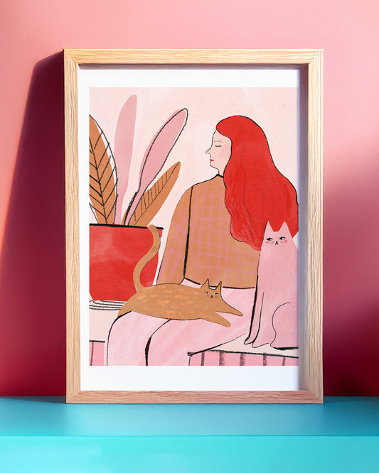 Relaxing With Cats Art Print