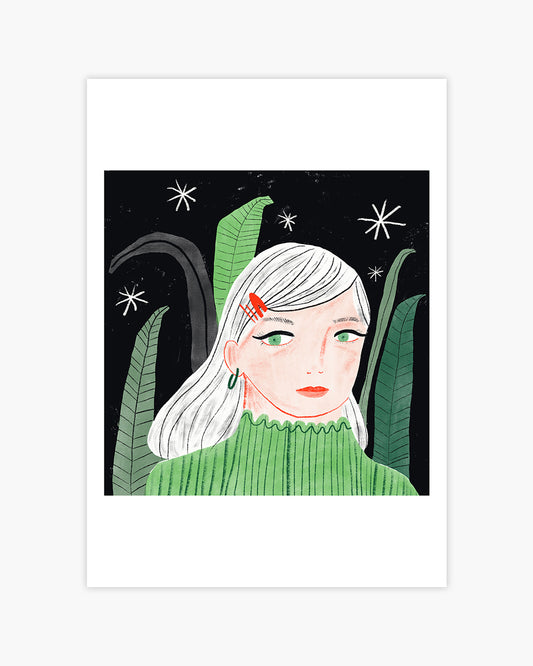 Lady In Green Art Print