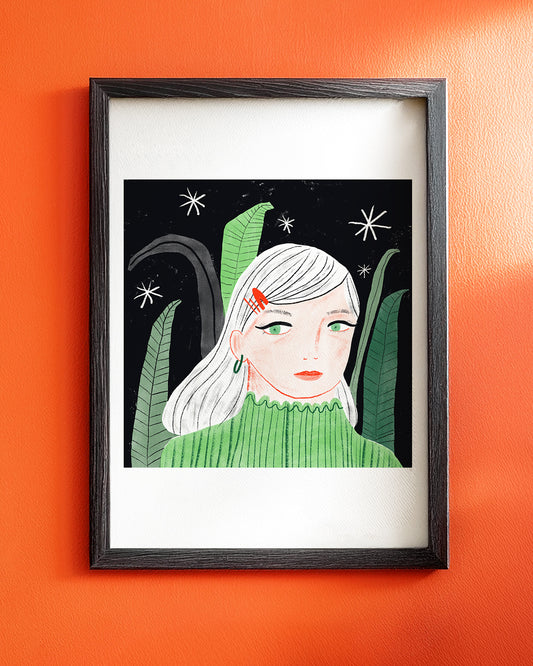 Lady In Green Art Print