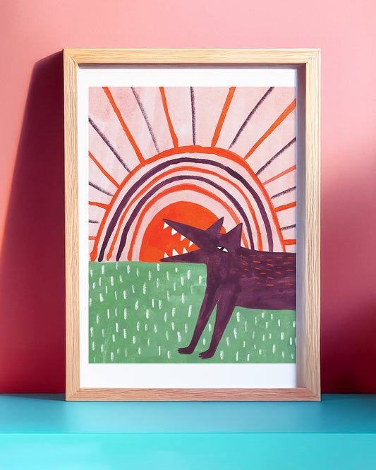 Wolf Sunrise Art Print
