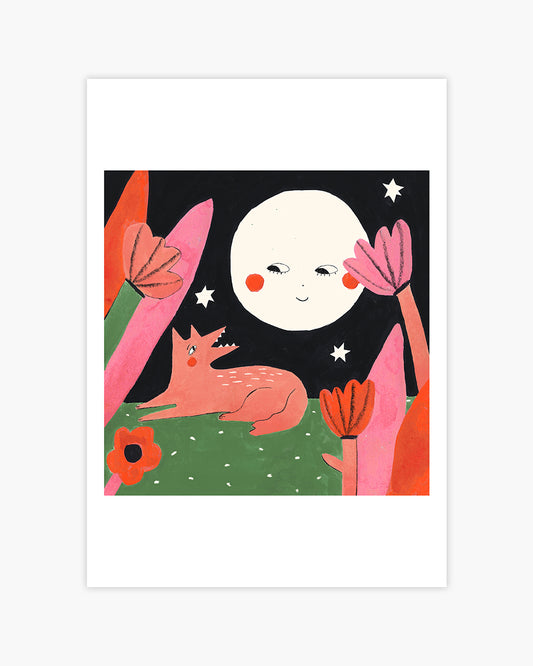 Wolf And Moon Art Print